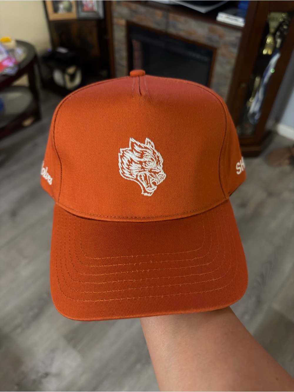 She Darc Sport Orange Cap with White Wolf Emblem
